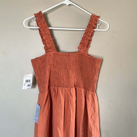 NWT - Orange NSR Smocked Sleeveless Midi Sundress - Sz Small - Picture 14 of 16